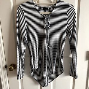 Black and White Striped Bodysuit